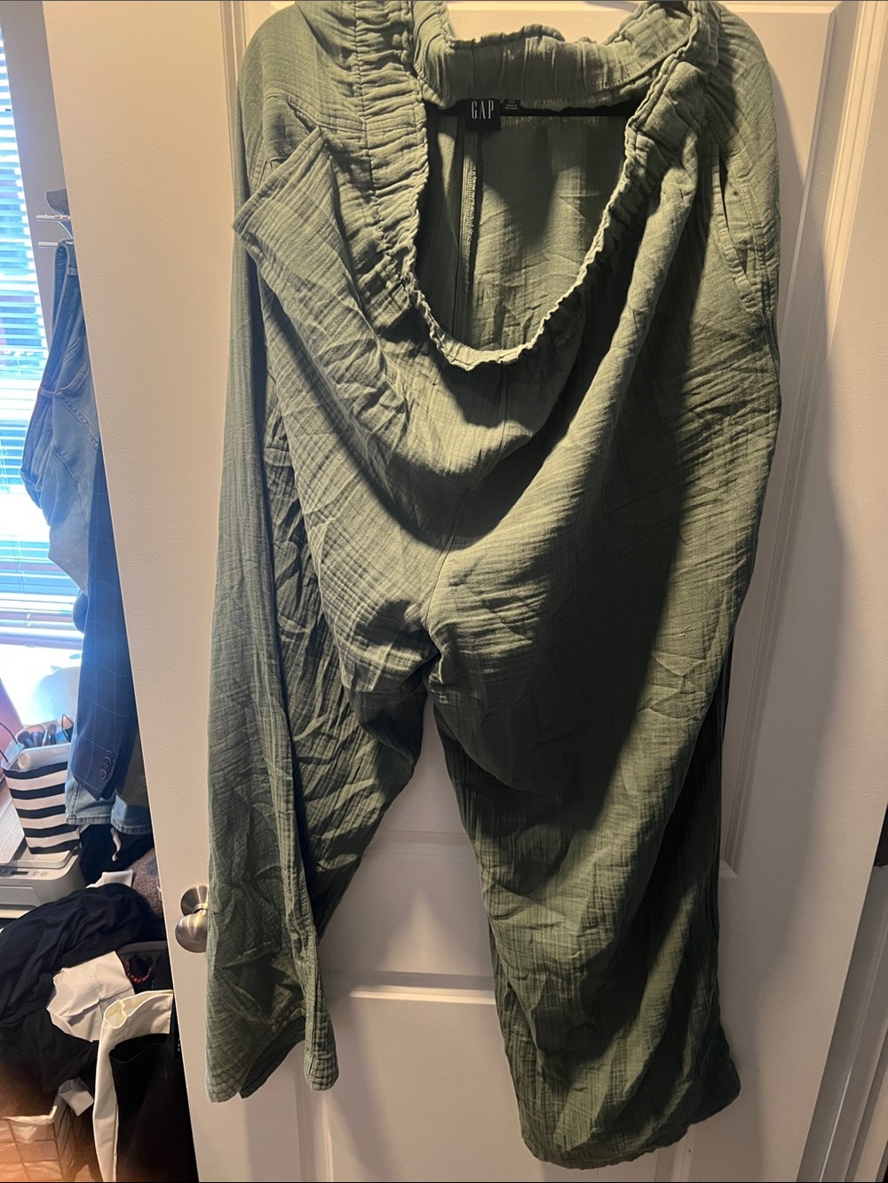 GAP Women's Olive Wide-Leg Jumpsuit Pants